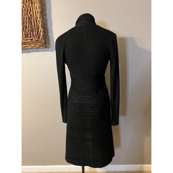 Julie Brown Long Cardigan Sweater Duster S Small Black Shimmer Washable NEW - Picture 5 of 15